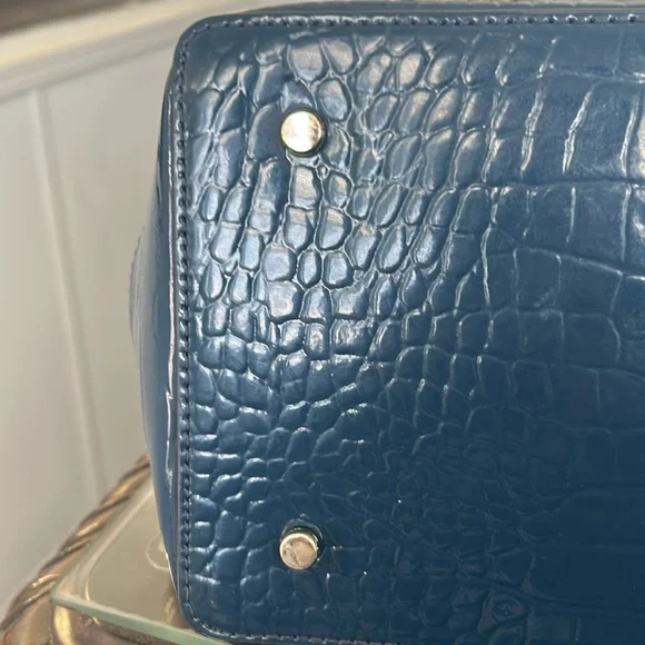 Kate Spade Navy Croc-Embossed Shoulder Bag and Dust BagNavy Blue Preowned - Picture 14 of 15